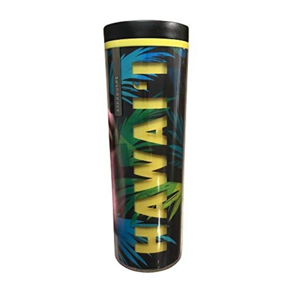 Starbucks Hawaii edition 16oz Hot Tumbler Blue Yellow Palms